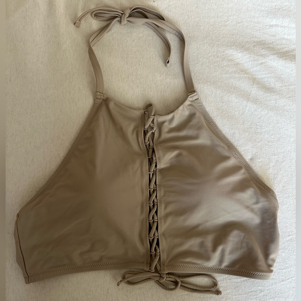 Aerie Cream High Neck Bikini Top
